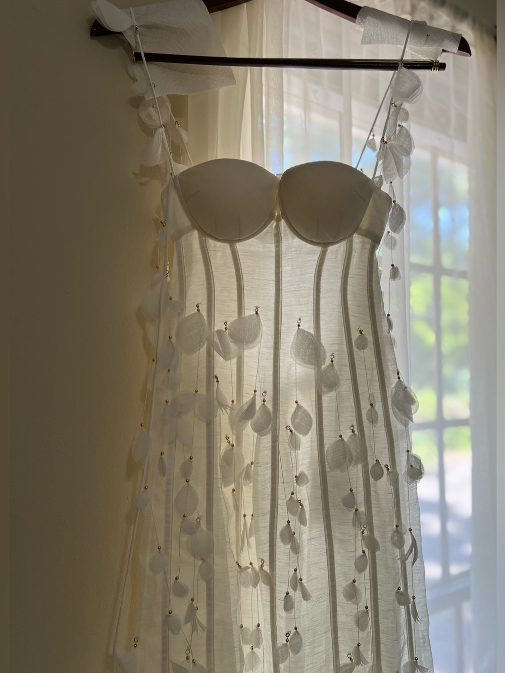 Zimmermann Botanica Petal Appliqué Linen-Silk Corset Gown